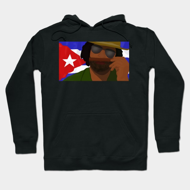 Funny Cuban Smelling Cigar, Cuban Flag on the Background Hoodie by ibadishi